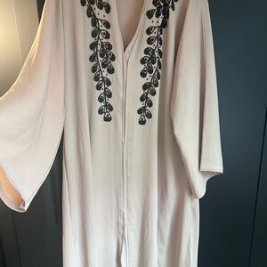 Light baige  Embroidered V-Neck Maxi  abaya modest. Size 62 length 60 inch